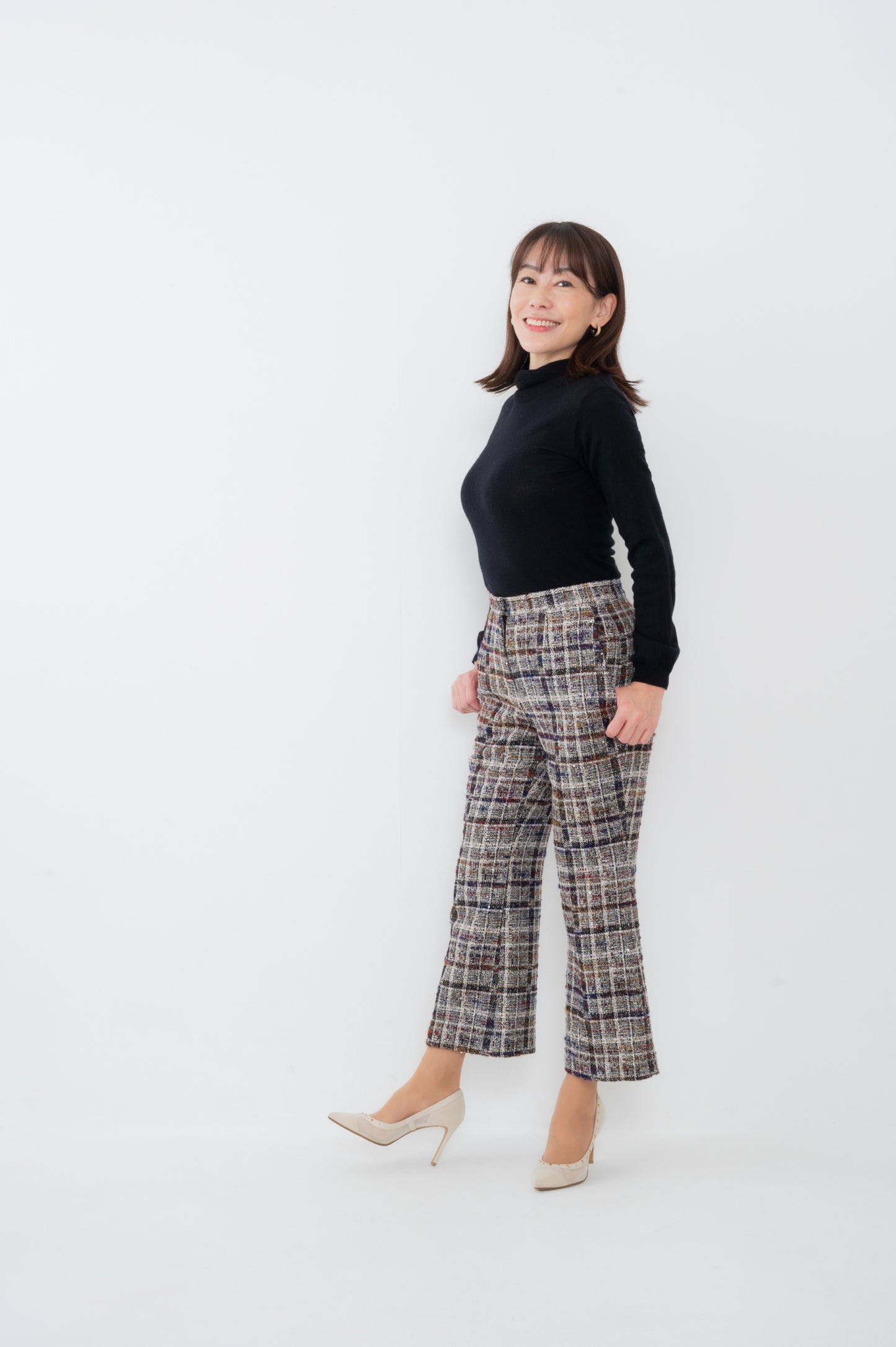 AA-P2503|定番クロップドパンツ 大人のおしゃれツイード
