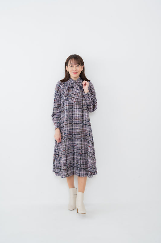 AA-D2502｜定番Aライン 大人ツイードワンピース